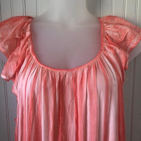 RAVIYA Retail $54 Coral Tie Dye Color Wash out Dress Swim Cover Up L - Picture 2 of 6